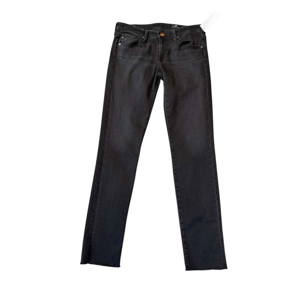 AG Adriano Goldschmied Distressed Black Stretch Straight Leg Jean Size 4 27